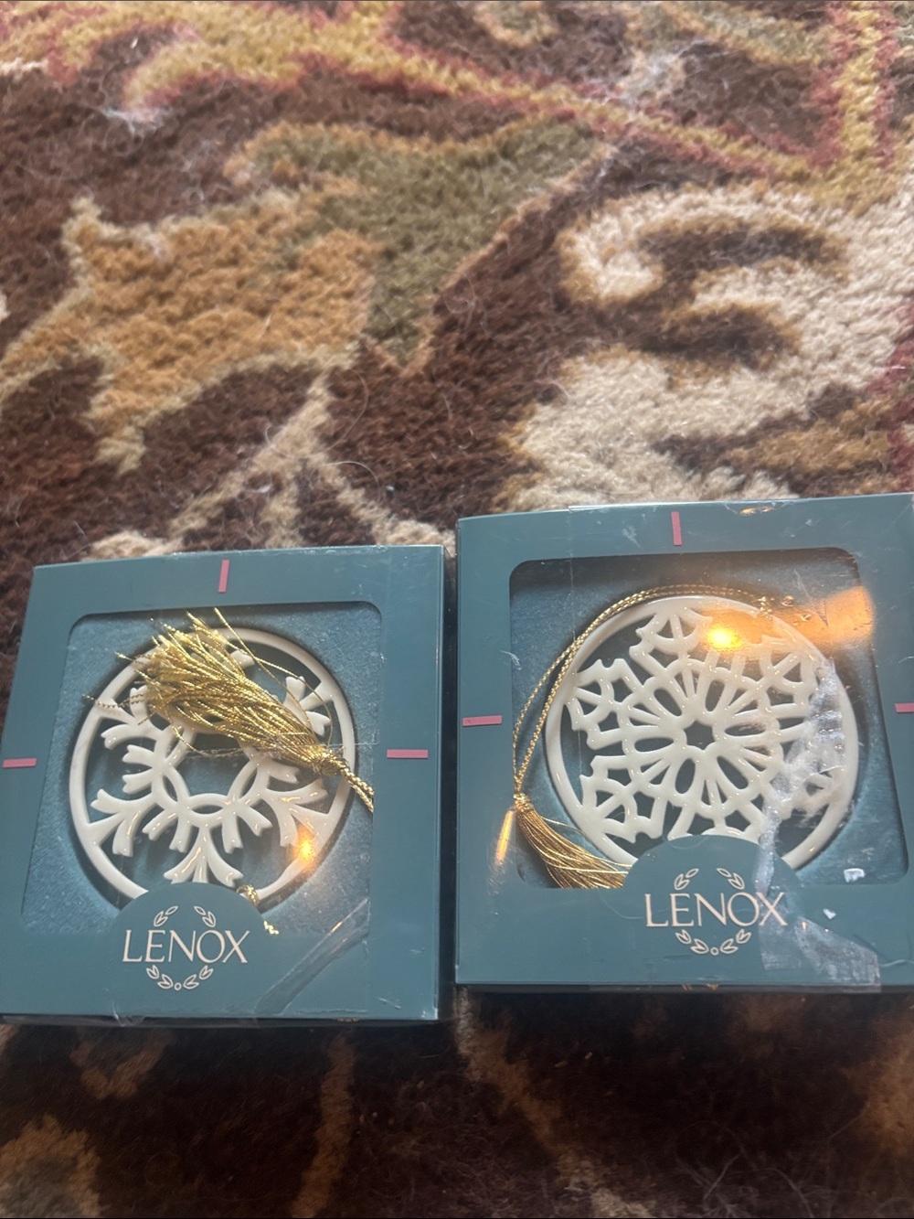 Lot of Two Vintage NWT Lenox Snowflake Ornaments